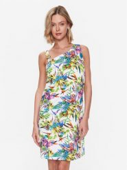 Just Cavalli Sukienka letnia 74PBO935 Biały Regular Fit. Białe sukienki Just Cavalli, bez wzorów, z syntetyku, bez kołnierzyka, bez ramiączek. Za 829.99 zł.