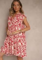 Czerwona Sukienka Oversize z Bawełny z Ornamentnym Wzorem Folazea. Czerwone sukienki Renee, na co dzień, l, bez wzorów, z bawełny, eleganckie, bez kołnierzyka, bez ramiączek, mini, oversize. W wyprzedaży za 55.99 zł.