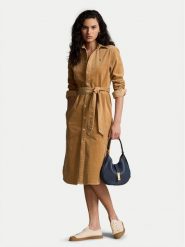 Polo Ralph Lauren Sukienka koszulowa 211941474003 Beżowy Regular Fit. Brązowe sukienki Polo Ralph Lauren, bez wzorów, ze sztruksu, bez kołnierzyka, bez ramiączek, koszulowe. Za 819.99 zł.
