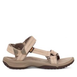 Sandały Teva. Brązowe sandały Teva, bez wzorów, sportowe, bez obcasa, bez zapięcia. Za 449.99 zł.