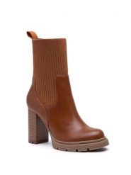 Foreverfolie Botki w kolorze jasnobrązowym rozmiar: 36. Brązowe botki Foreverfolie, bez wzorów, eleganckie, bez obcasa, bez zapięcia. Za 113.36 zł.