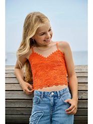 KIDS ONLY Top "Honey" w kolorze pomarańczowym rozmiar: 134/140. Pomarańczowe topy KIDS ONLY, bez wzorów, bez kołnierzyka, bez ramiączek. Za 57.20 zł.