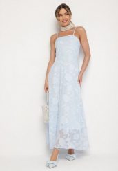 Jasnoniebieska Rozkloszowana Sukienka Vices z Gorsetowym Wiązaniem Fenosella. Niebieskie sukienki Born2be, na imprezę, l, z aplikacjami, eleganckie, bez kołnierzyka, bez ramiączek, midi, gorsetowe. W wyprzedaży za 118.99 zł.