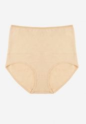 Beżowe Modelujące Majtki z Bawełny High Waist Nilionea. Brązowe bielizna modelująca Renee, bez wzorów, z bawełny, z podwyższonym stanem. Za 14.99 zł.