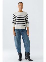 Oui Sweter w kolorze biało-granatowym rozmiar: 40. Białe swetry Oui, bez wzorów, z bawełny, bez ramiączek. Za 228.92 zł.