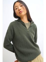 AUTHENTIC CASHMERE Kaszmirowy sweter w kolorze ciemnozielonym rozmiar: L. Zielone swetry AUTHENTIC CASHMERE, l, bez wzorów, z kaszmiru, bez ramiączek. Za 500.99 zł.