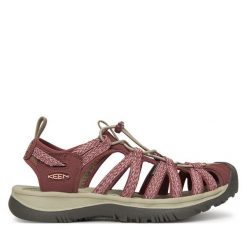 Sandały Keen. Czerwone sandały Keen, bez wzorów, sportowe, bez obcasa, bez zapięcia. Za 299.99 zł.
