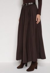 Brązowa Wiskozowa Spódnica o Rozkloszowanym Kroju z Paskiem z Klamrą Lawedisa. Brązowe spódnice Born2be, do pracy, l, bez wzorów, z bawełny, biznesowe, maxi, rozkloszowane. Za 139.99 zł.