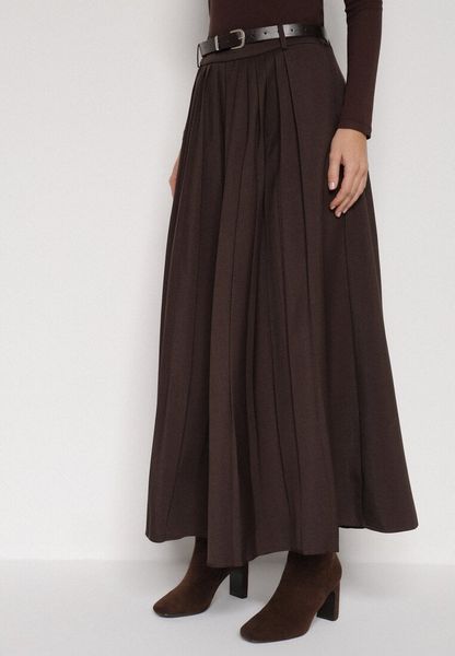 Brązowa Wiskozowa Spódnica o Rozkloszowanym Kroju z Paskiem z Klamrą Lawedisa. Brązowe spódnice Born2be, do pracy, l, bez wzorów, z bawełny, biznesowe, maxi, rozkloszowane. Za 139.99 zł.