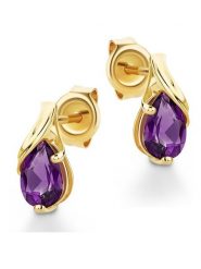 Revoni Złote kolczyki-wkrętki z amtystami rozmiar: onesize. Różowe kolczyki Revoni, z ametystem, złote. Za 1,130.99 zł.