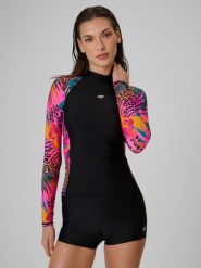 4F Top do pływania z nadrukiem damski - multikolor XS. Brązowe topy sportowe 4f, s, bez wzorów, z dzianiny, do pływania. Za 149.99 zł.