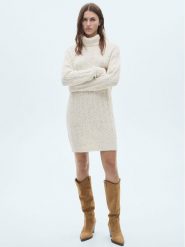 Mango Sukienka dzianinowa 77067661 Écru Regular Fit. Sukienki Mango, xs, bez wzorów, z dzianiny, bez kołnierzyka, bez ramiączek. Za 49.99 zł.