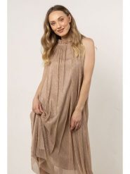 Awama Sukienka w kolorze beżowym rozmiar: S/M. Brązowe sukienki Awama, m, bez wzorów, bez kołnierzyka, bez ramiączek, midi. Za 136.78 zł.
