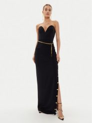 Elisabetta Franchi Sukienka wieczorowa AB-629-46E2-V690 Czarny Slim Fit. Czarne sukienki Elisabetta Franchi, bez wzorów, z syntetyku, wizytowe, bez kołnierzyka, bez ramiączek. Za 1,949.00 zł.