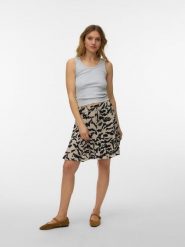 Vero Moda Spódnica w kolorze beżowo-czarnym rozmiar: XL. Brązowe spódnice Vero Moda, na imprezę, s, bez wzorów, z wiskozy, klasyczne, mini, rozkloszowane. Za 69.91 zł.