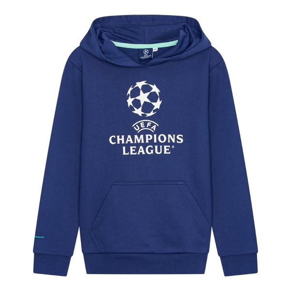 Bluza z kapturem dla dorosłych Champions League. Niebieskie bluzy CHAMPIONS LEAGUE, l, bez wzorów, z bawełny, z kapturem, do piłki nożnej. Za 229.99 zł.