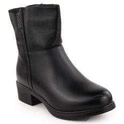 Botki damskie ocieplane czarne Filo Donna Z24-39. Czarne botki bez wzorów, ze skóry ekologicznej, bez obcasa, bez zapięcia. Za 253.58 zł.