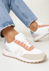 Biało-Beżowe Buty Sportowe Sznurowane Yerotte. Białe buty sportowe lifestyle Born2be, bez wzorów, sportowe, przed kostkę, bez zapięcia. W wyprzedaży za 95.99 zł.