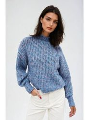 Monki Sweter w kolorze niebieskim rozmiar: L. Niebieskie swetry Monki, l, bez wzorów, z wełny, bez ramiączek. Za 83.62 zł.