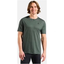 Bielizna termoaktywna z krótkim rękawem Odlo BL TOP crew neck s/s MERINO 160. Zielona bielizna termoaktywna damska ODLO, bez wzorów, z wełny, bez ramiączek, trekkingowe. Za 319.99 zł.