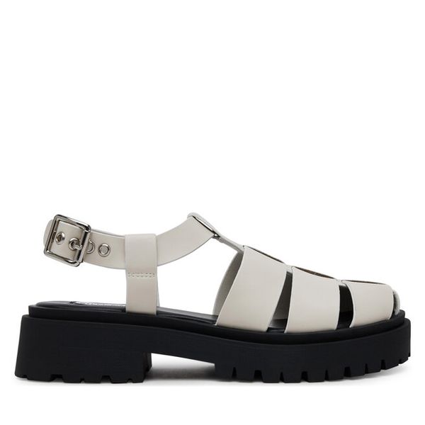 Sandały Steve Madden. Białe sandały Steve Madden, bez wzorów, bez obcasa, na płaskiej podeszwie, bez zapięcia. Za 359.99 zł.
