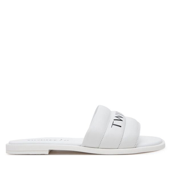 Klapki TWINSET. Białe klapki Twinset, bez wzorów, bez obcasa, bez zapięcia. Za 599.99 zł.