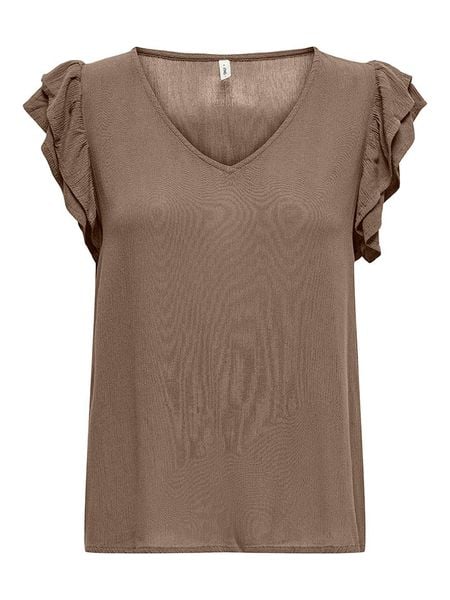 ONLY Bluzka "Chiara" w kolorze szaro-jasnobrązowym rozmiar: L. Brązowe bluzki ONLY, l, bez wzorów, z wiskozy, bez kołnierzyka, bez ramiączek. Za 69.91 zł.