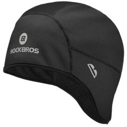 Czapka rowerowa zimowa dla dorosłych Rockbros YPP044 z otworami na okulary. Czarne czapki zimowe ROCKBROS, bez wzorów, sportowe. Za 49.90 zł.