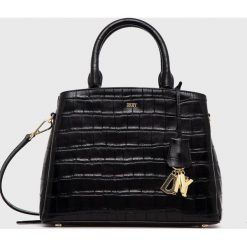 Dkny torebka skórzana kolor czarny. Czarne shopper bag DKNY, bez wzorów, na ramię, bez dodatków. Za 1,309.90 zł.