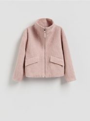 Kurtka z wełną - pastelowy róż. Czerwone kurtki Reserved, l, bez wzorów, z tkaniny, bez kaptura. Za 359.99 zł.