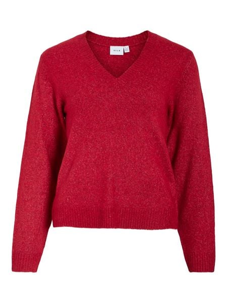 Vila Sweter "Vimiraz" w kolorze czerwonym rozmiar: XL. Czerwone swetry Vila, xl, bez wzorów, bez ramiączek. Za 109.26 zł.