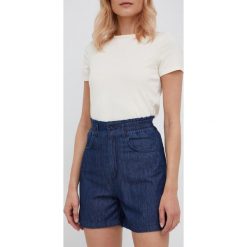 Sisley szorty bawełniane damskie kolor granatowy gładkie high waist. Niebieskie szorty Sisley, bez wzorów, z bawełny. Za 239.99 zł.