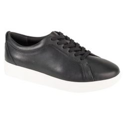 Buty FitFlop Rally Sneakers X22-001 czarne. Czarne buty treningowe bez wzorów, z gumy, przed kostkę, bez zapięcia, trekkingowe. Za 557.01 zł.