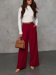 Milan Kiss Spodnie w kolorze bordowym rozmiar: L. Czerwone spodnie materiałowe Milan Kiss, bez wzorów, z materiału. Za 192.45 zł.