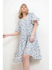 Josephine & Co Sukienka w kolorze błękitnym rozmiar: 36. Niebieskie sukienki Josephine & Co, bez wzorów, z bawełny, bez kołnierzyka, bez ramiączek, midi, rozkloszowane. Za 322.90 zł.