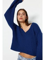 Trendyol Sweter w kolorze granatowym rozmiar: M. Niebieskie swetry Trendyol, m, bez wzorów, z wełny, bez ramiączek. Za 56.99 zł.
