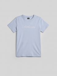 4F T-shirt regular z nadrukiem damski - niebieski XL. Niebieskie t-shirty 4f, xl, bez wzorów, z bawełny, biznesowe, bez kołnierzyka, bez ramiączek. Za 59.99 zł.