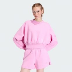 Bluza Soft Lux Loose. Czerwone bluzy adidas, m, bez wzorów, z bawełny, bez ramiączek, bez kaptura. Za 279.00 zł.