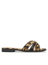 Guess Klapki FLJREA PEL19 Beżowy. Brązowe klapki Guess, z aplikacjami, ze skóry, bez obcasa, bez zapięcia. Za 499.99 zł.