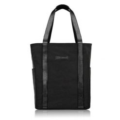 Shopperka materiałowa Paolo Peruzzi E-17-BL czarna. Czarne shopper bag PAOLO PERUZZI, bez wzorów, z bawełny, biznesowe, na ramię, bez dodatków. Za 119.99 zł.