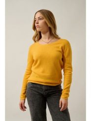 AUTHENTIC CASHMERE Kaszmirowy sweter "Lafon" w kolorze musztardowym rozmiar: M. Żółte swetry AUTHENTIC CASHMERE, m, bez wzorów, z kaszmiru, bez ramiączek. Za 365.48 zł.