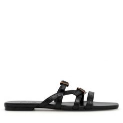 Klapki Gino Rossi. Czarne klapki Gino Rossi, bez wzorów, bez obcasa, bez zapięcia. Za 229.99 zł.
