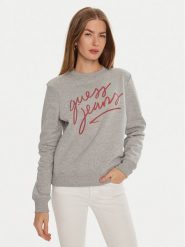 Guess Bluza W4BQ17 KC811 Szary Regular Fit. Szare bluzy Guess, l, z aplikacjami, z bawełny, bez kaptura. Za 389.99 zł.