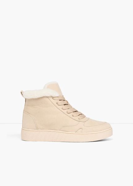 Wysokie, ocieplane sneakersy. Brązowe botki bonprix, bez wzorów, bez obcasa, bez zapięcia. Za 149.99 zł.