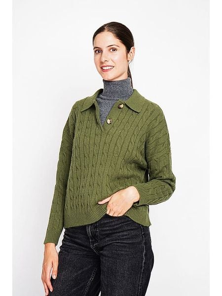 ASSUILI Sweter w kolorze khaki rozmiar: 42. Brązowe swetry Assuili, bez wzorów, ze splotem, klasyczne, bez ramiączek. Za 113.99 zł.