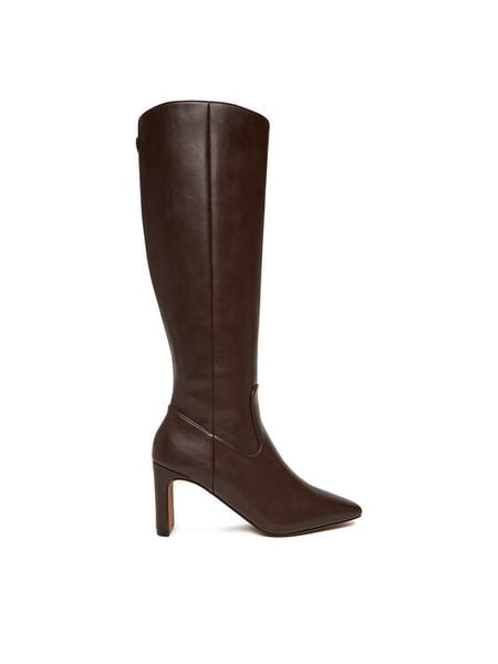 Nine West Kozaki CEO-SAWSAN-01 Brązowy. Brązowe kozaki Nine West, bez wzorów, z materiału, bez obcasa, na słupku, bez zapięcia. Za 299.99 zł.
