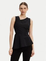 DKNY Bluzka P4JA1Z31 Czarny Regular Fit. Czarne bluzki DKNY, s, bez wzorów, z syntetyku, bez kołnierzyka, bez ramiączek. Za 259.99 zł.