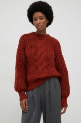 Answear Lab sweter z wełną damski kolor brązowy ciepły. Brązowe swetry Answear Lab, m, bez wzorów, z dzianiny, bez ramiączek. W wyprzedaży za 124.99 zł.