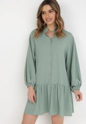 Miętowa Sukienka Amarheis. Zielone sukienki Born2be, l, bez wzorów, bez kołnierzyka, bez ramiączek, mini. W wyprzedaży za 50.99 zł.