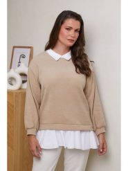 Curvy Lady Sweter w kolorze beżowym rozmiar: 44/46. Brązowe swetry Curvy Lady, bez wzorów, z bawełny, klasyczne, bez ramiączek. Za 114.71 zł.